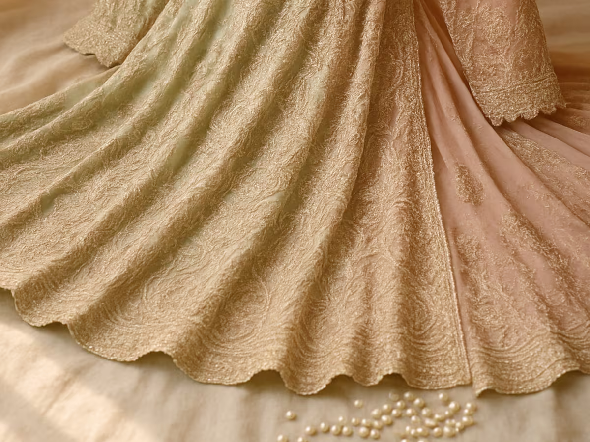 Pastel walima maxi gown with pearl work