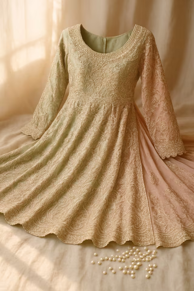 Pastel walima maxi gown with pearl work